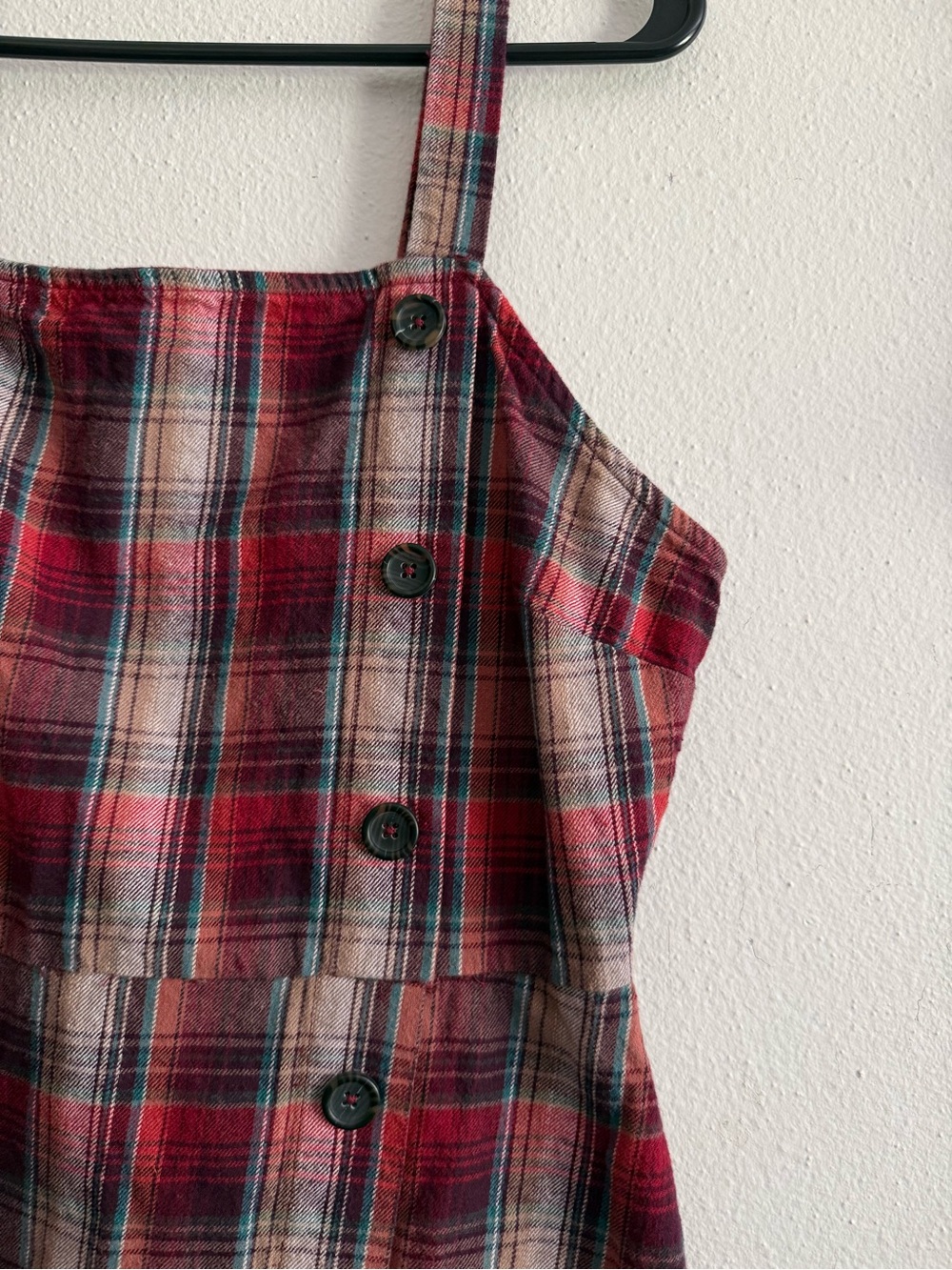 ☀️wild fable • Burgundy/Multicolor Plaid Button-Accent Midi Dress • Women’s Lg